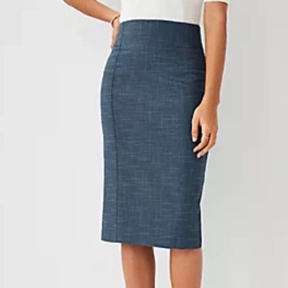 PENCIL SKIRT IN CROSSHATCH IN TEAL JADE 16